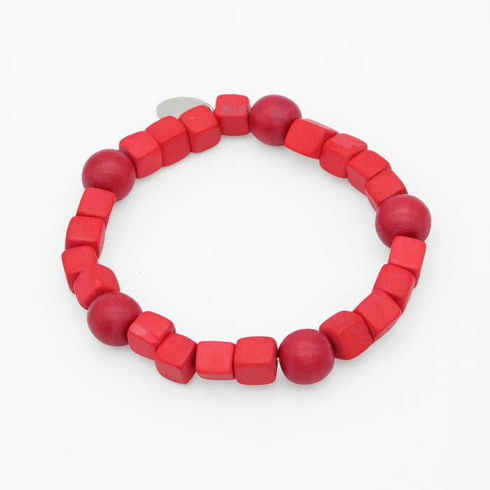Raspberry Simply Square Stretch Bracelet