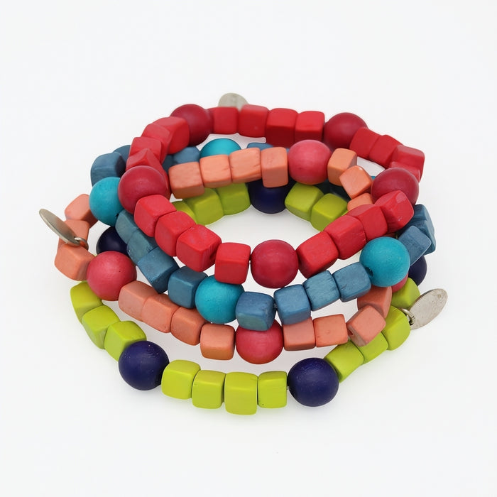 Raspberry Simply Square Stretch Bracelet