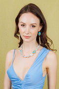 Rectangle Freshwater Pearls With Turquoise Stones Short Necklace EN011 - FARRA