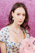 Rectangular Freshwater Pearls With Rose Quartz Necklace EN028 - FARRA