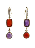 Red Agate And Purple Amethyst Color Matching Dangle Earrings PE012