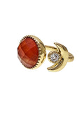 Red Agate With Zircon Open Ring PR018
