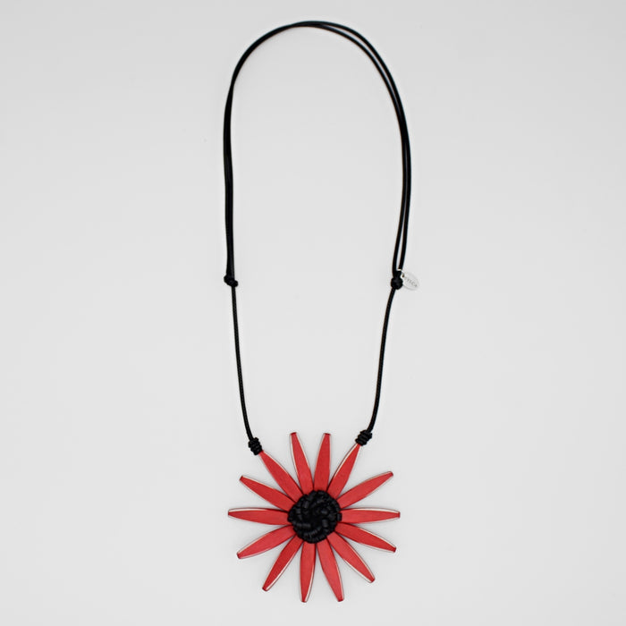 Red Amaya Flower Statement Necklace - Sylca Designs - Chunky Jewelry