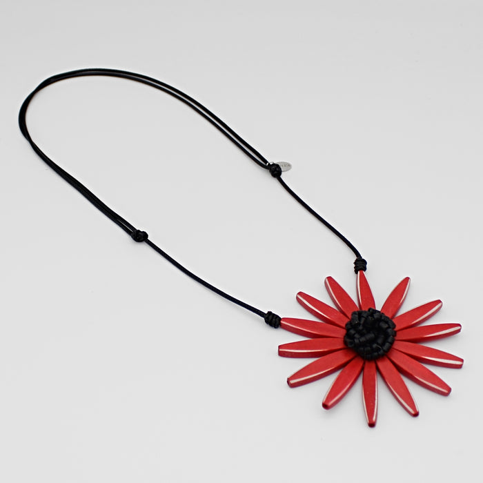 Red Amaya Flower Statement Necklace - Sylca Designs - Chunky Jewelry