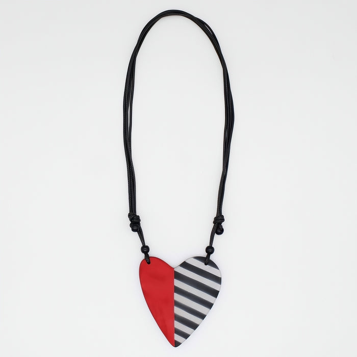 Red and Black Anastasia Heart Pendant - Sylca Designs - Chunky Jewelry