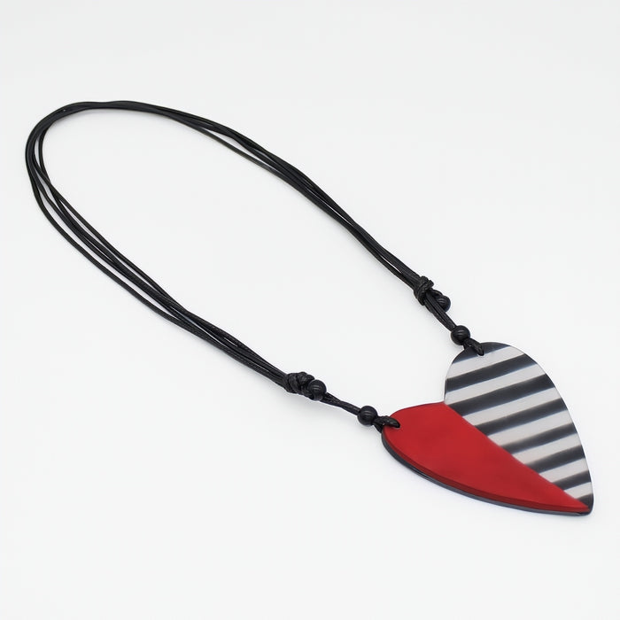 Red and Black Anastasia Heart Pendant - Sylca Designs - Chunky Jewelry