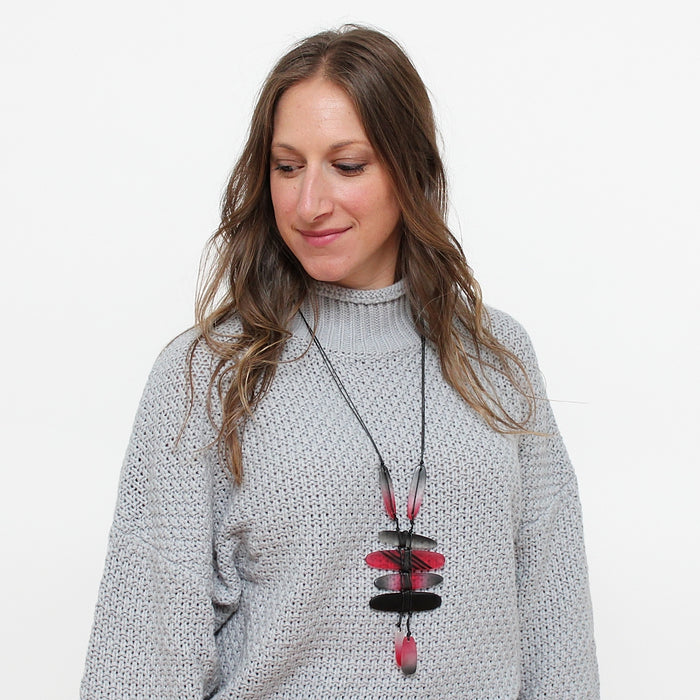 Red and Black Bennett Pendant Necklace - Sylca Designs - Chunky Jewelry