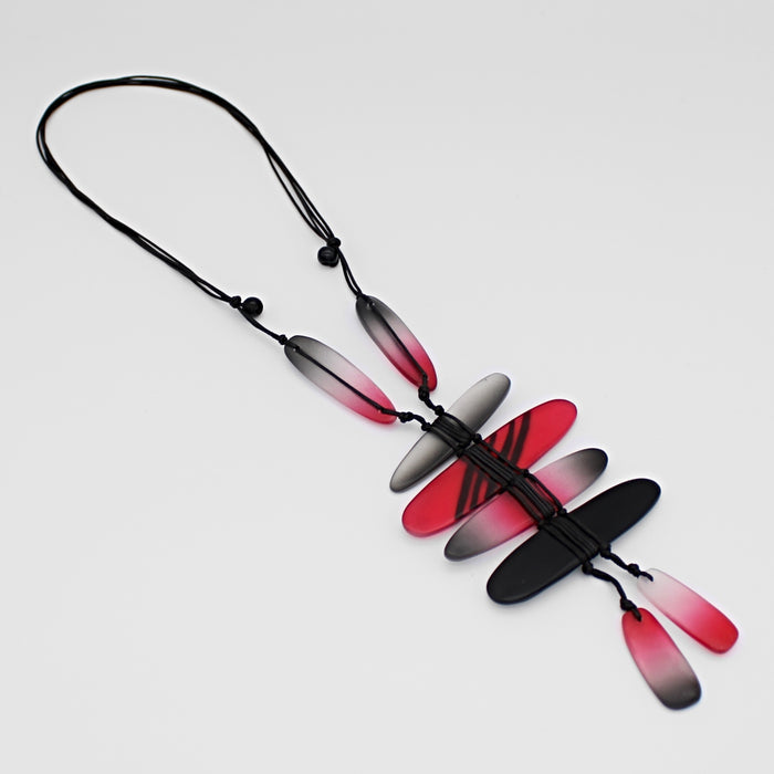 Red and Black Bennett Pendant Necklace - Sylca Designs - Chunky Jewelry