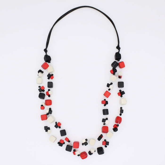 Red and Black Lia Floating Bead Necklace - Sylca Designs - Chunky Jewelry