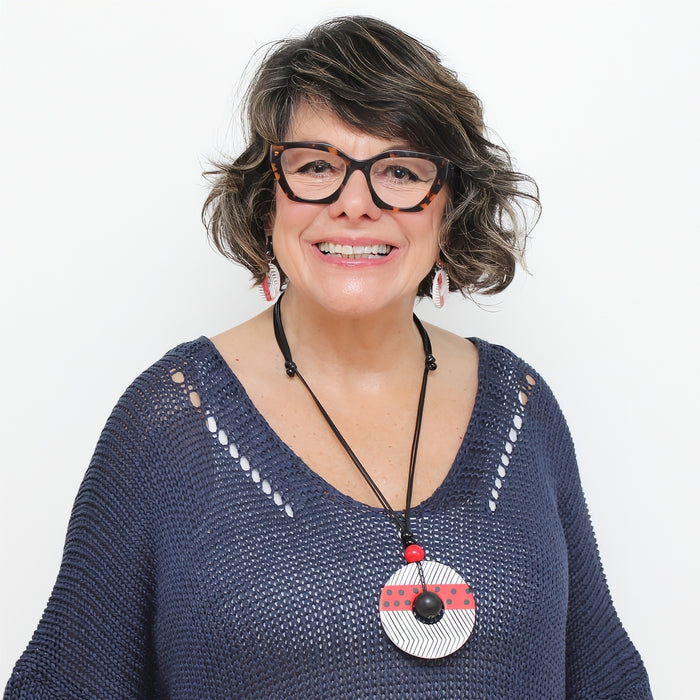 Red and Black Polka Dot Aveline Pendant - Sylca Designs - Chunky Jewelry