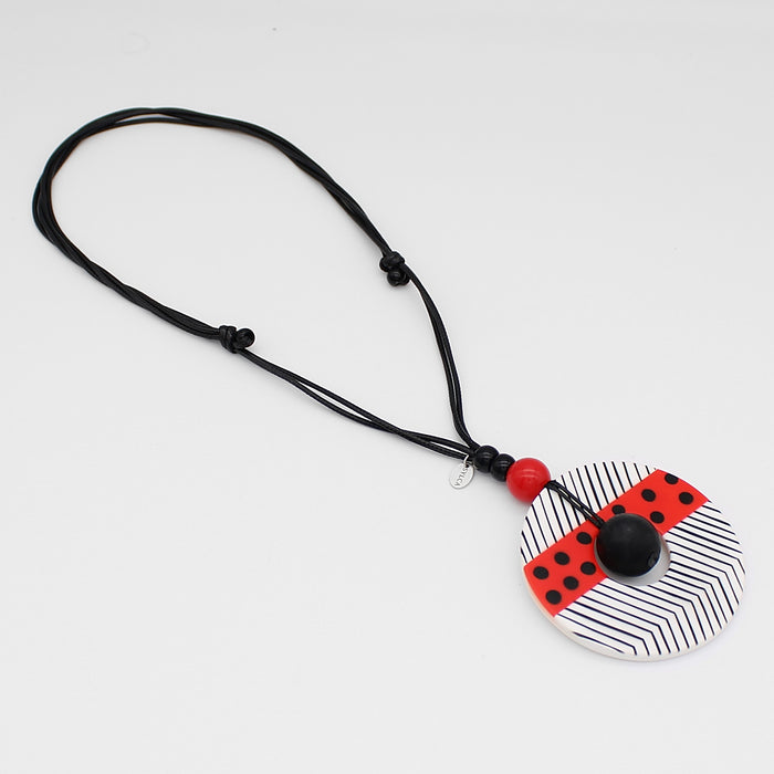Red and Black Polka Dot Aveline Pendant - Sylca Designs - Chunky Jewelry