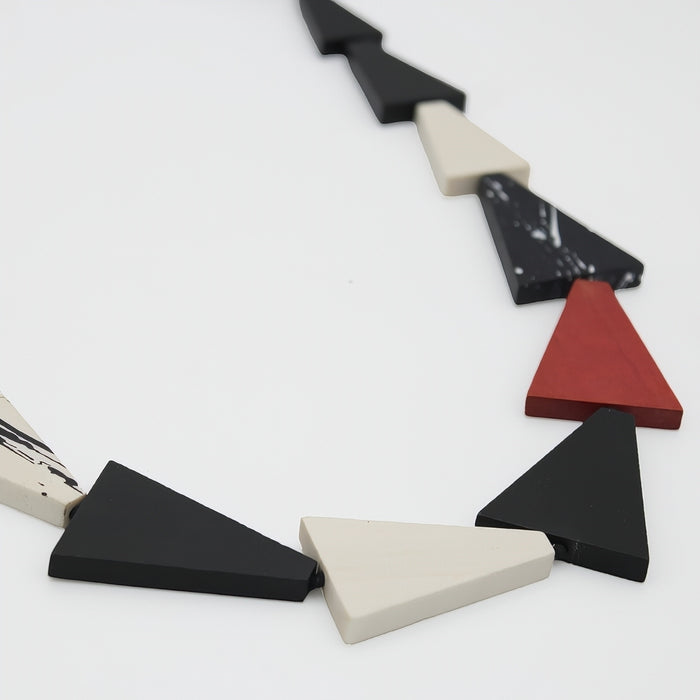 Red and Black Zara Triangle Statement Necklace