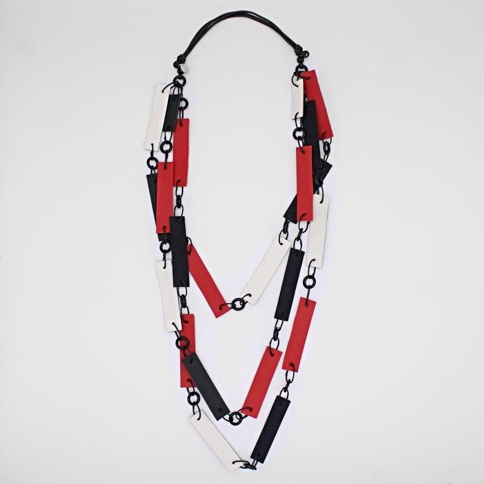 Red Avalee Leather Necklace - Sylca Designs - Chunky Jewelry