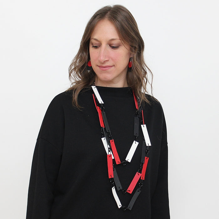 Red Avalee Leather Necklace - Sylca Designs - Chunky Jewelry