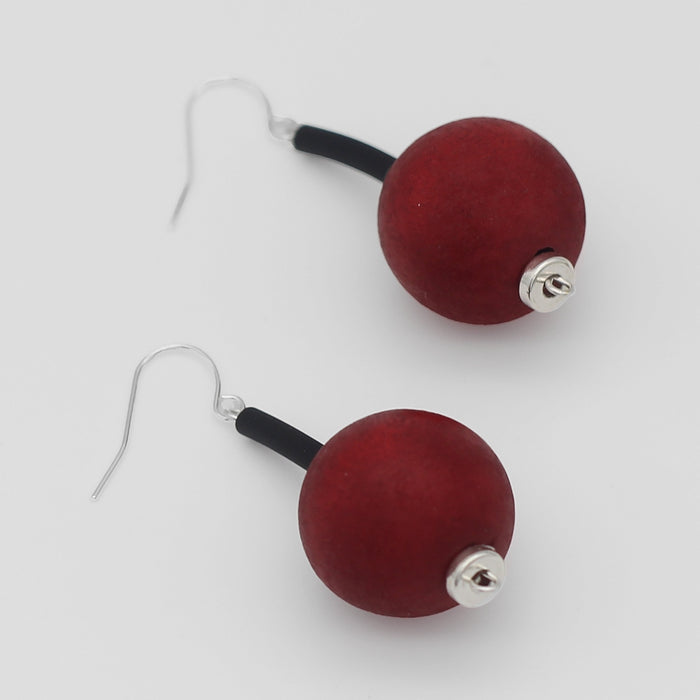 Red Ball Drop Earring - Sylca Designs - Chunky Jewelry