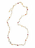 Red Bamboo Coral Orange Agate & Pearl Long Necklace SN006
