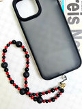 Red Bamboo Coral With Lava Stone Phone Strap PC013