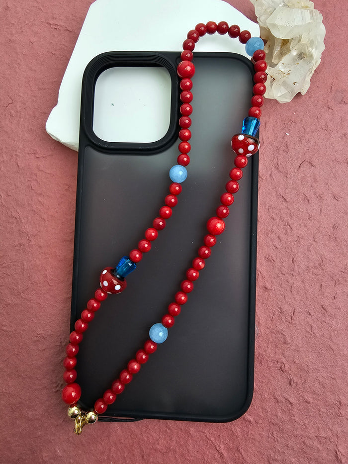 Red Bamboo Coral With Mushroom Phone Strap PC010