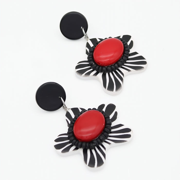 Red Blossom Daisy Earrings