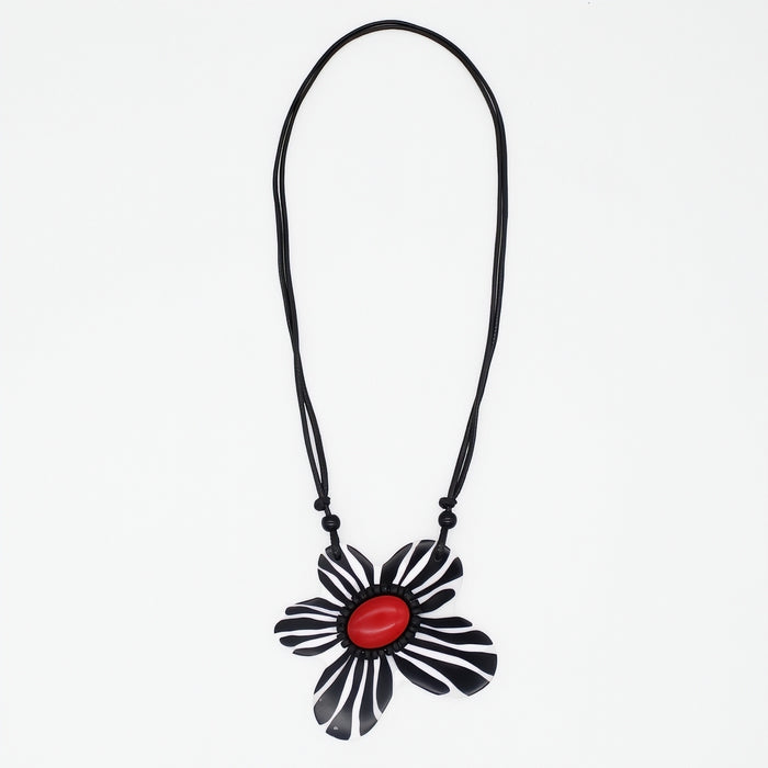 Red Bumble Blossom Daisy Pendant