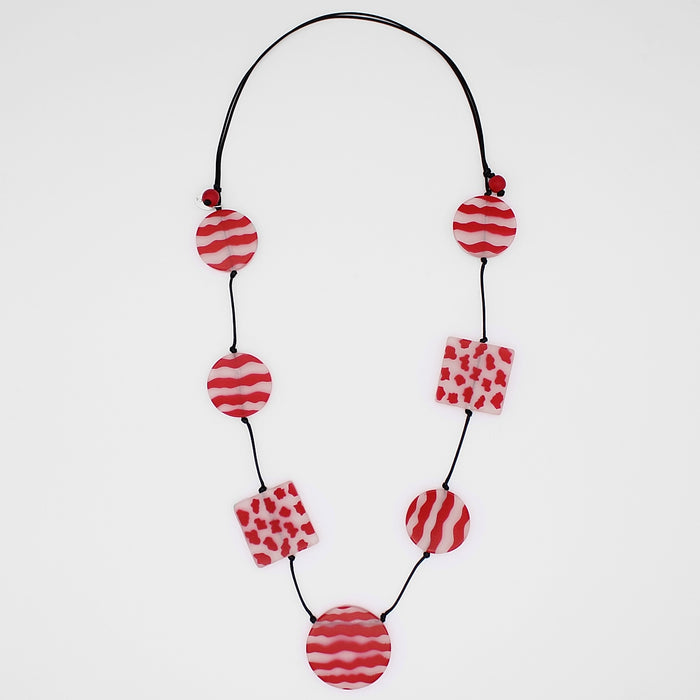 Red Calliope Painted Statement Necklace - Sylca Designs - Chunky Jewelry