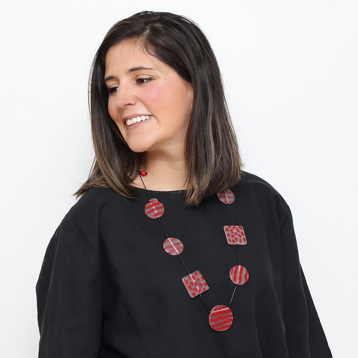 Red Calliope Painted Statement Necklace - Sylca Designs - Chunky Jewelry