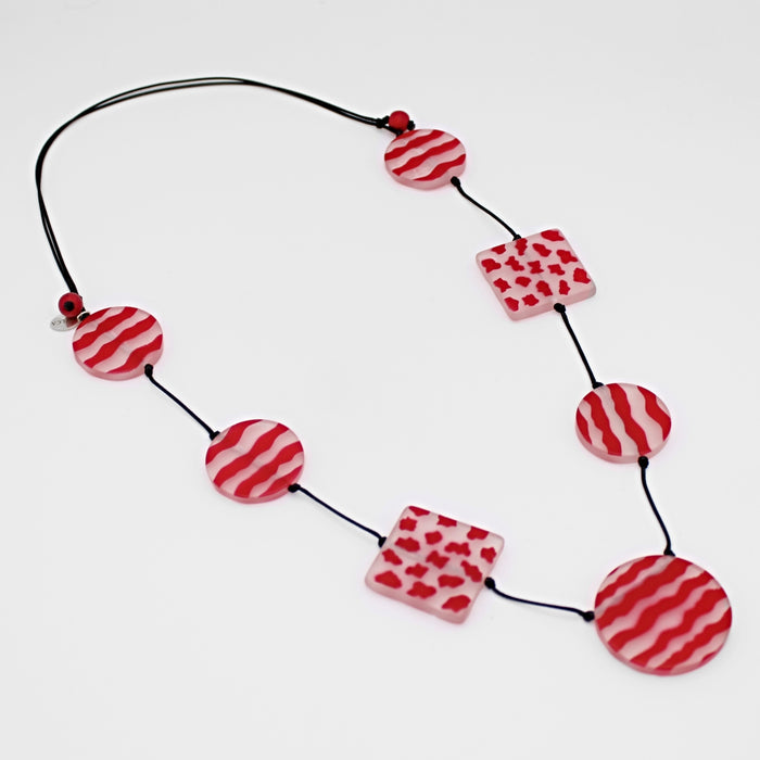Red Calliope Painted Statement Necklace - Sylca Designs - Chunky Jewelry