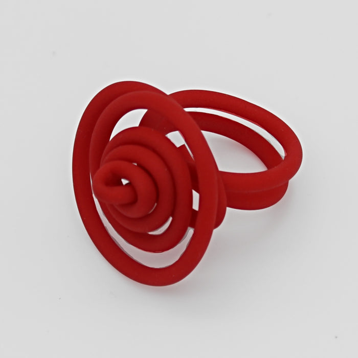 Red Cefalu Swirl Ring - Sylca Designs - Chunky Jewelry