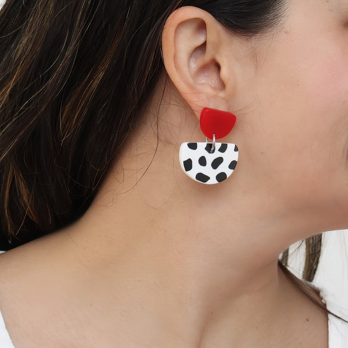 Red Cleo Dot Earrings - Sylca Designs - Chunky Jewelry