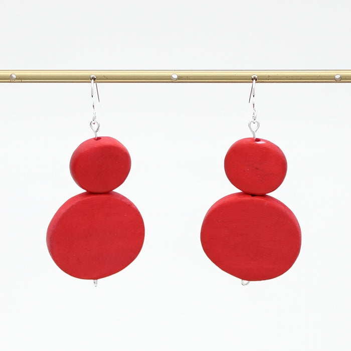 Red Double Bead Sarah Earrings