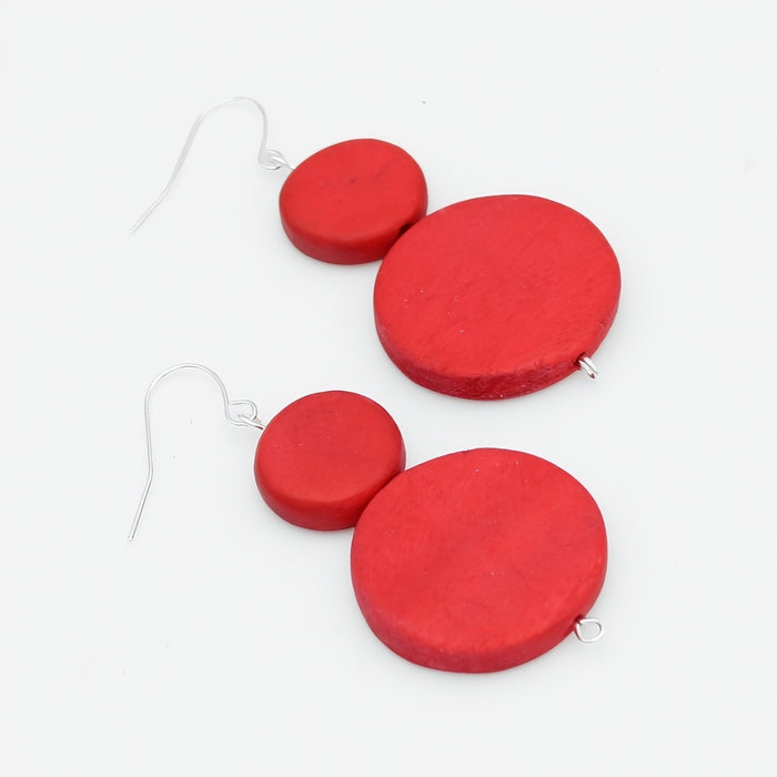 Red Double Bead Sarah Earrings