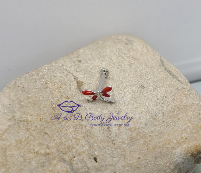 Red Dragonfly Internally Threaded Lip Labret