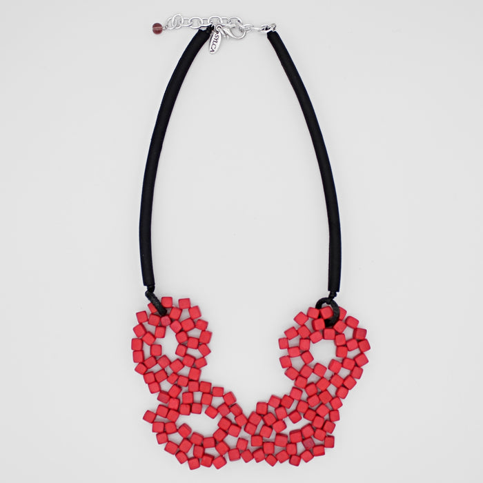 Red Elyse Beaded Necklace - Sylca Designs - Chunky Jewelry