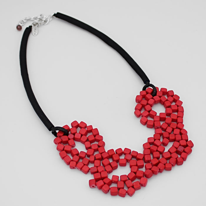 Red Elyse Beaded Necklace - Sylca Designs - Chunky Jewelry