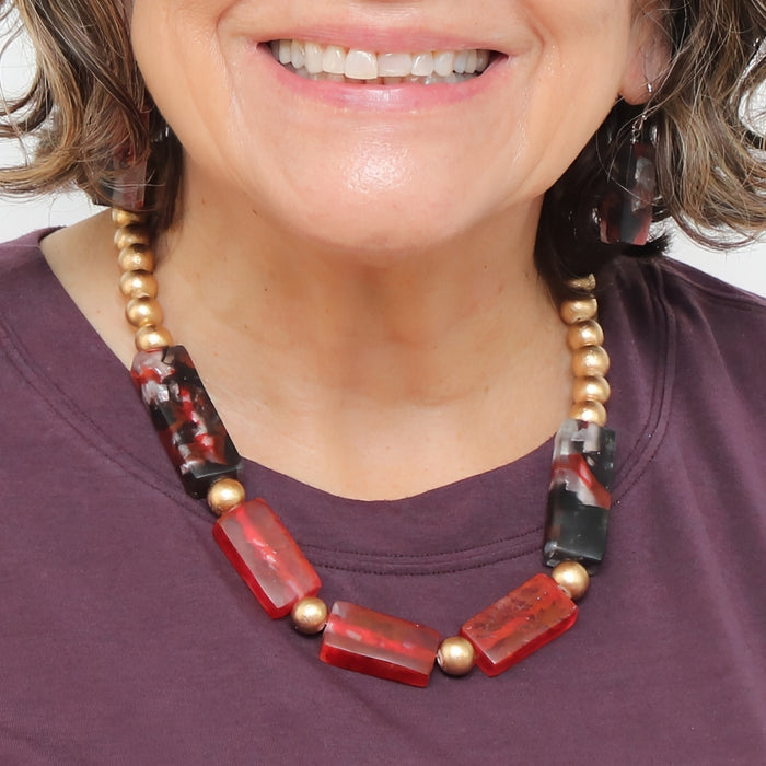 Red Frosted Fusion Necklace