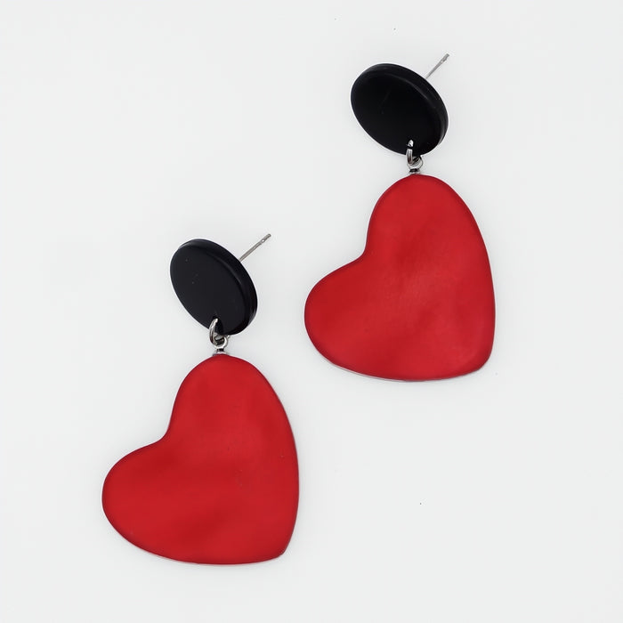 Red Frosted Heartstrings Earring - Sylca Designs - Chunky Jewelry