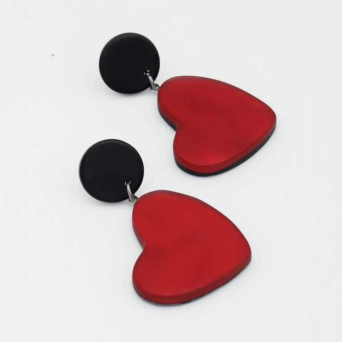 Red Frosted Heartstrings Earring - Sylca Designs - Chunky Jewelry