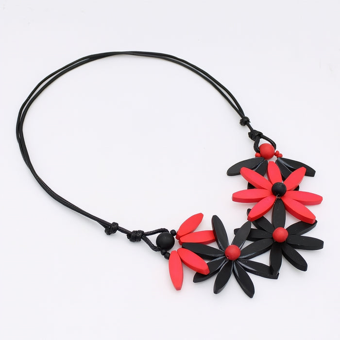 Red Garland Nectar Statement Necklace - Sylca Designs - Chunky Jewelry