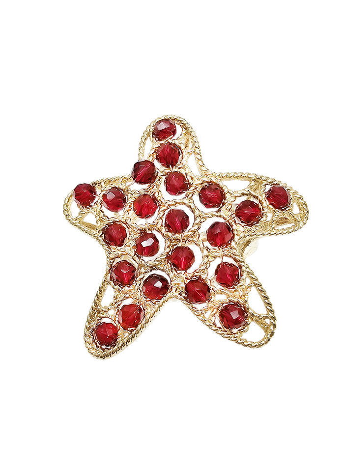 Red Garnet Stone Star Shaped Ring QR003