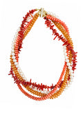 Red Gemstone Mixed With Freshwater Pearls Multi-layers Necklace SN005