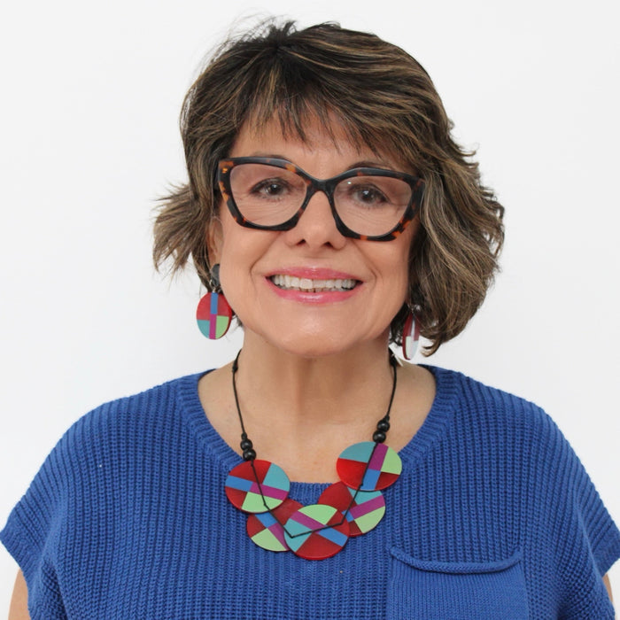 Red Geometric Design Statement Necklace - Sylca Designs - Chunky Jewelry