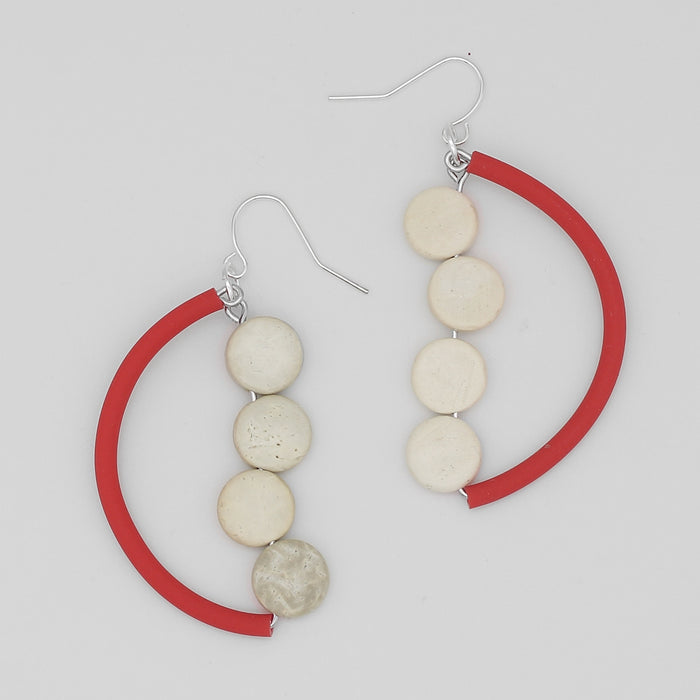 Red Half Moon Dangle Earring - Sylca Designs - Chunky Jewelry