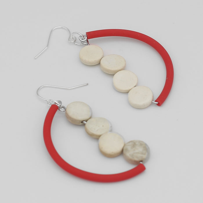 Red Half Moon Dangle Earring - Sylca Designs - Chunky Jewelry