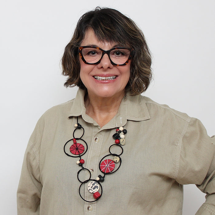 Red Hayden Disk Necklace - Sylca Designs - Chunky Jewelry