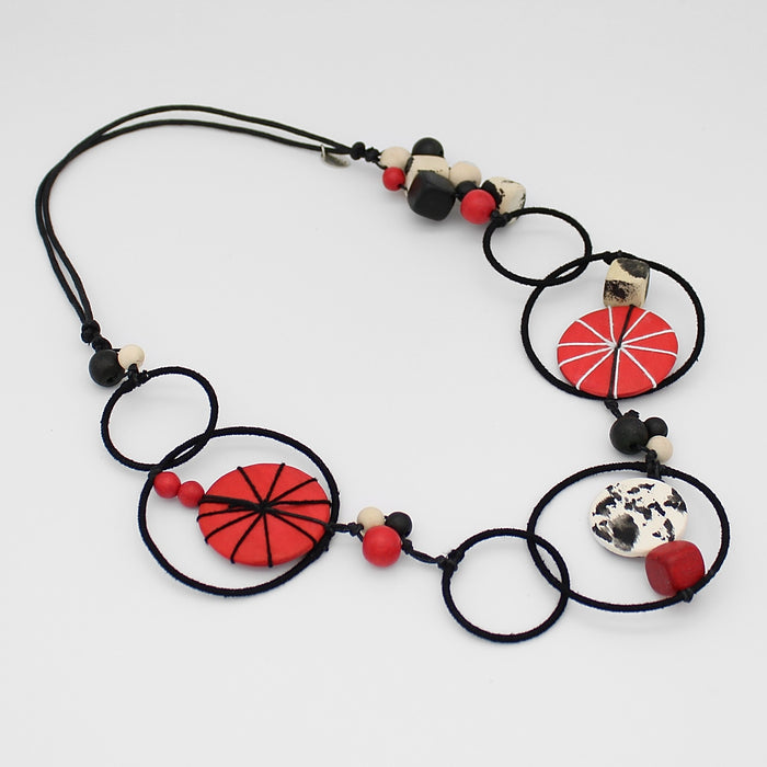 Red Hayden Disk Necklace - Sylca Designs - Chunky Jewelry