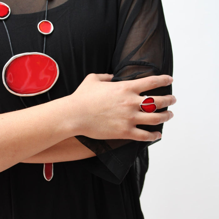 Red Heart Lea Ring - Sylca Designs - Chunky Jewelry