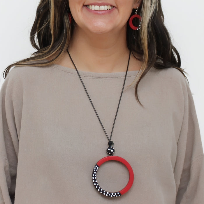 Red Inez Pendant Necklace - Sylca Designs - Artsy Chunky Jewelry