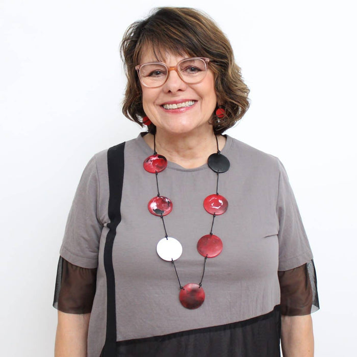 Red Marble Tori Necklace - Sylca Designs - Chunky Jewelry