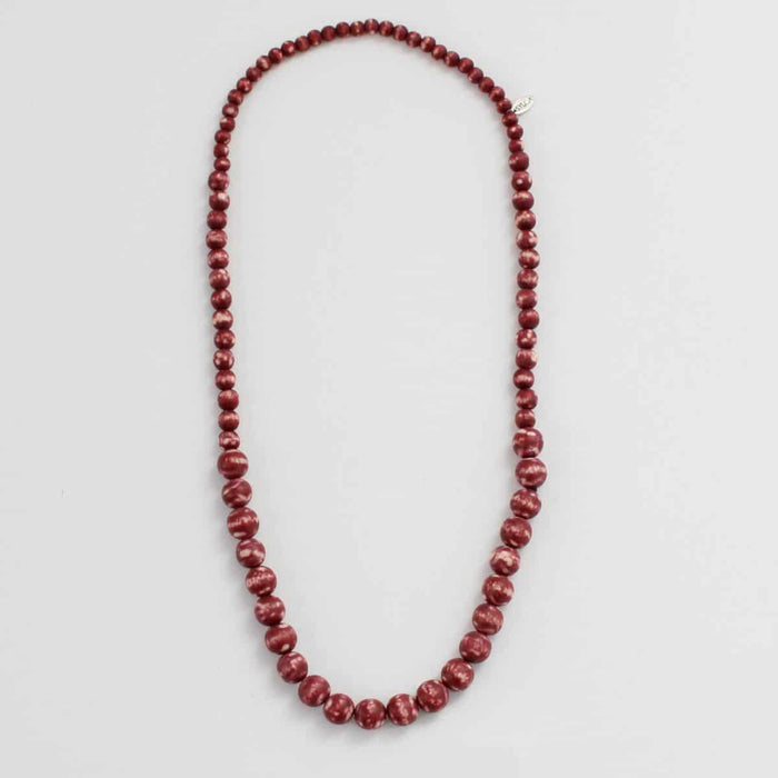 Red Marbled Beaded Zahara Necklace - Sylca Designs - Chunky Jewelry