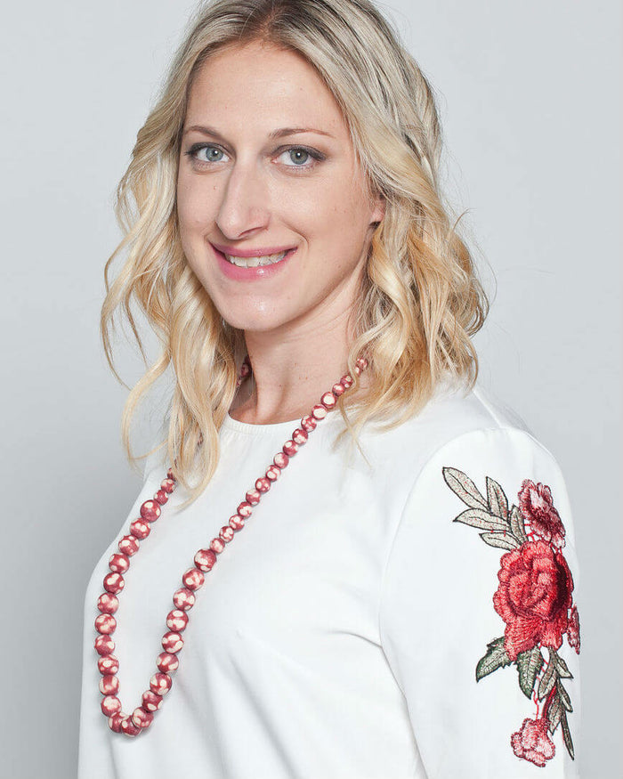 Red Marbled Beaded Zahara Necklace - Sylca Designs - Chunky Jewelry